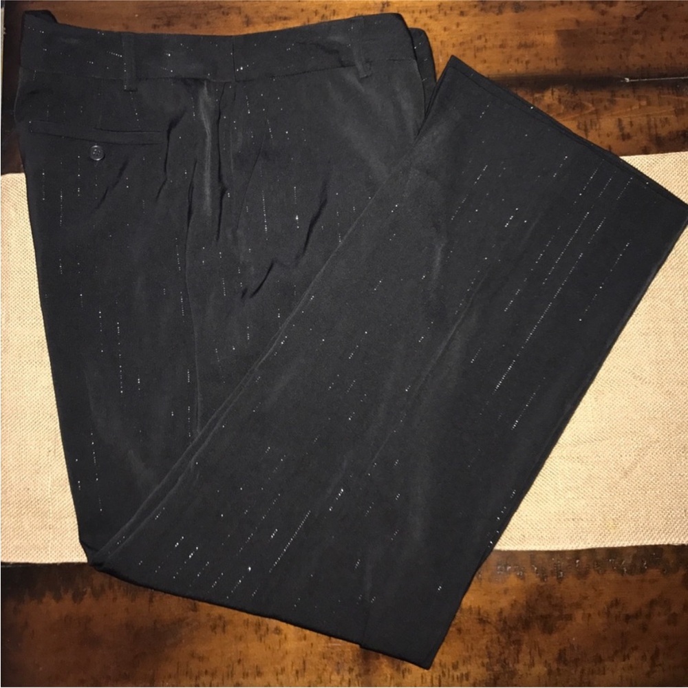 liz & co. Black Trousers with Subtle Stripes